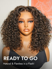 250% Density Curly Glueless Wigs Ready To Go Pre Bleached Pre Cut HD Lace Wigs