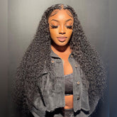 250% Density Glueless Curly Human Hair Wigs Transparent HD Lace Wigs