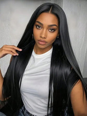 HD Lace Super Natural Hairline 28-40inch Silky Straight 13x6 Frontal Lace Wig Human Hair Pre-bleached