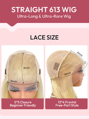 Straight 613 Wigs 5*5 Closure Wigs Pure Blonde 13*4 Lace Front Wigs On Sale
