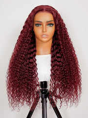 Ready To Go Wigs - 99J Burgundy Deep Wave Lace Front Wigs Customized Pre Colored Deep Weave Hair