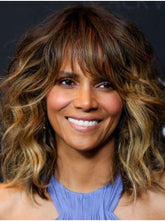 Wavy Ombre/2 Tone Capless Shoulder Length With Bangs Halle Berry Wigs