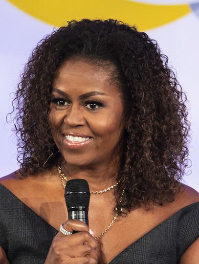 Kinky Brown Lace Front Shoulder Length Without Bangs Michelle Obama Wigs