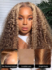 Balayage Highlight Wigs Curly Human Hair Wig With Highlights For Women