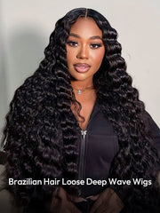 Loose Deep Wave Wigs 5*5 Closure Wigs Brazilian Lace Closure Wigs For Sale