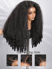 5x7 HD Lace Glueless Kinky Curly Wig with Spiral Curly Ends Human Hair Ready to Go With Drawstring