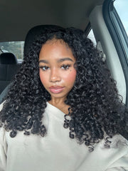 Glueless Burmese Curly Half Wig With Drawstring Flip Easy To Wear Half Wig