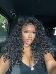 Glueless Burmese Curly Half Wig With Drawstring Flip Easy To Wear Half Wig