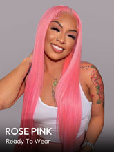 Rose Pink Wig Ready To Go Natural Light Pink Straight Hair Glueless 5*5 Lace Wigs