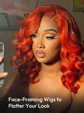 Jacinth - Copper Red Bob Wig Short Colored Hair 14 Inch Bob Lace Wigs