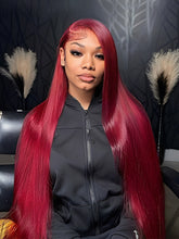 1B/99J 99J Colored Lace Front Wigs Straight Pre Plucked Human Hair With Baby Hair