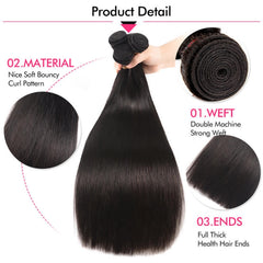 West Kiss Hair 3 Bundles Brazilian Straight Hair Weaving