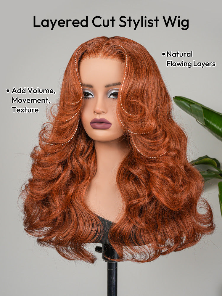Burnt Orange Pre-Everything Ocean Wave Wig Colored Human Hair Glueless Lace Wigs