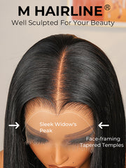 Natural Black Straight Wig With M Hairline 6x8 Ready To Go Wig 150% Density Hair