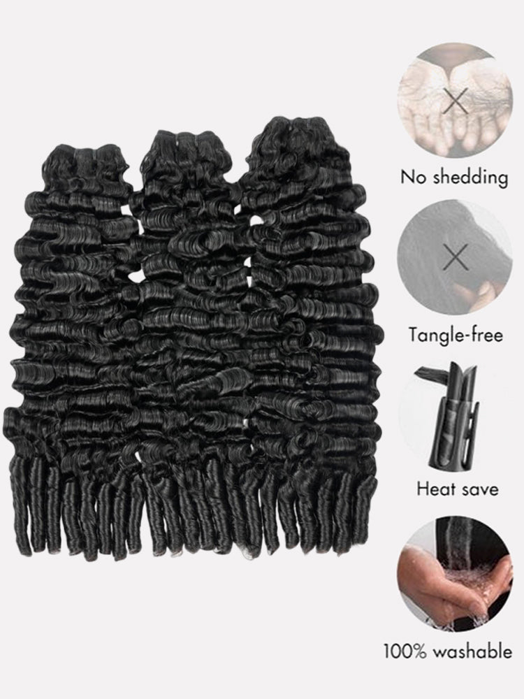 3PCS Burmese Curly 100% Human Hair Bundles Brazilian Virgin Hair Natural Black Soft & Bouncy Curly