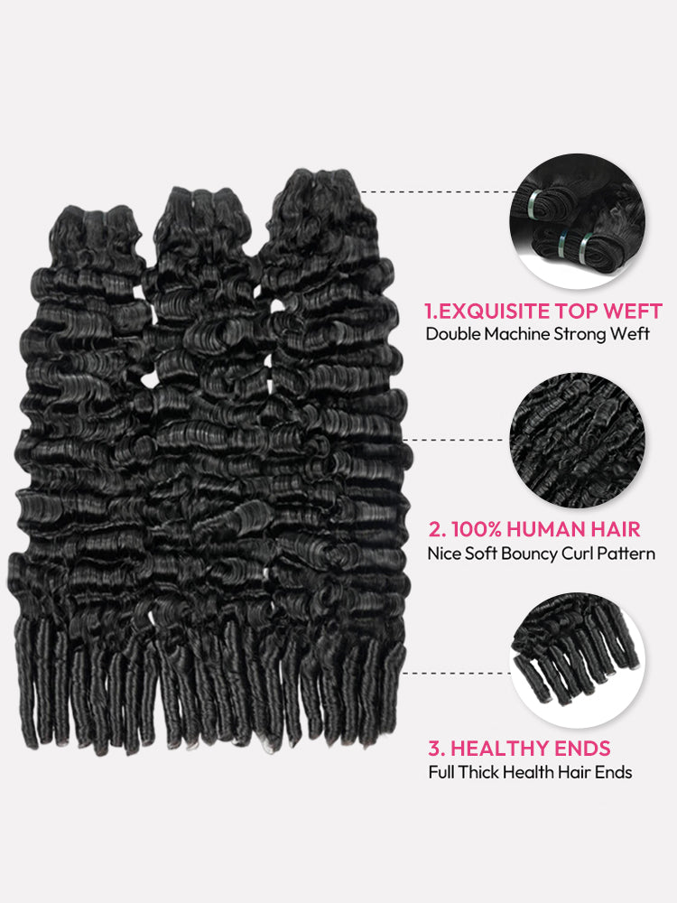 3PCS Burmese Curly 100% Human Hair Bundles Brazilian Virgin Hair Natural Black Soft & Bouncy Curly