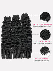 3PCS Burmese Curly 100% Human Hair Bundles Brazilian Virgin Hair Natural Black Soft & Bouncy Curly