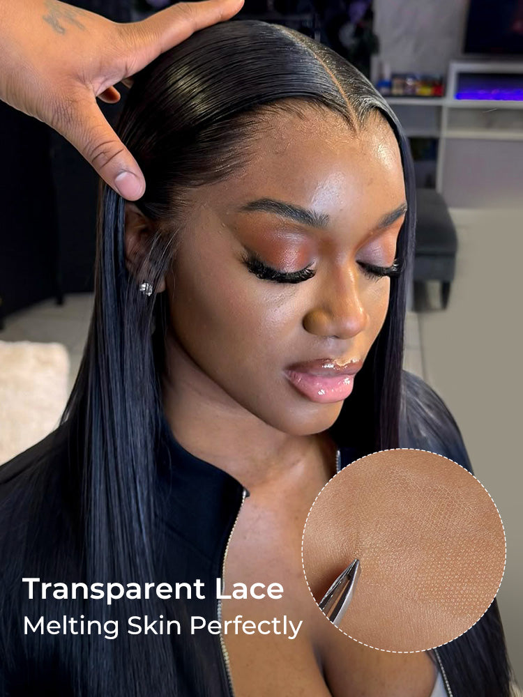 Natural Black Straight Wig With M Hairline 6x8 Ready To Go Wig 150% Density Hair