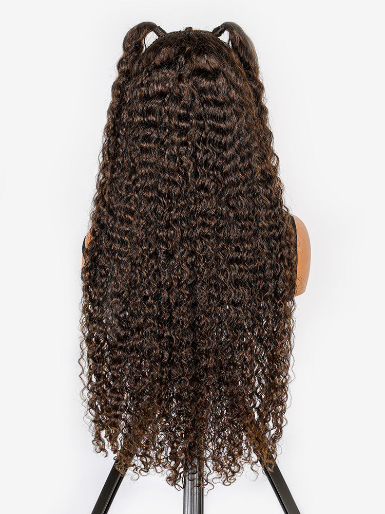 Ready to Go Stylist Wig-#4 Brown Deep Wave Wig Knotless Pre-Braided 13x6 PartingMax Pre-cut Lace Front Wig
