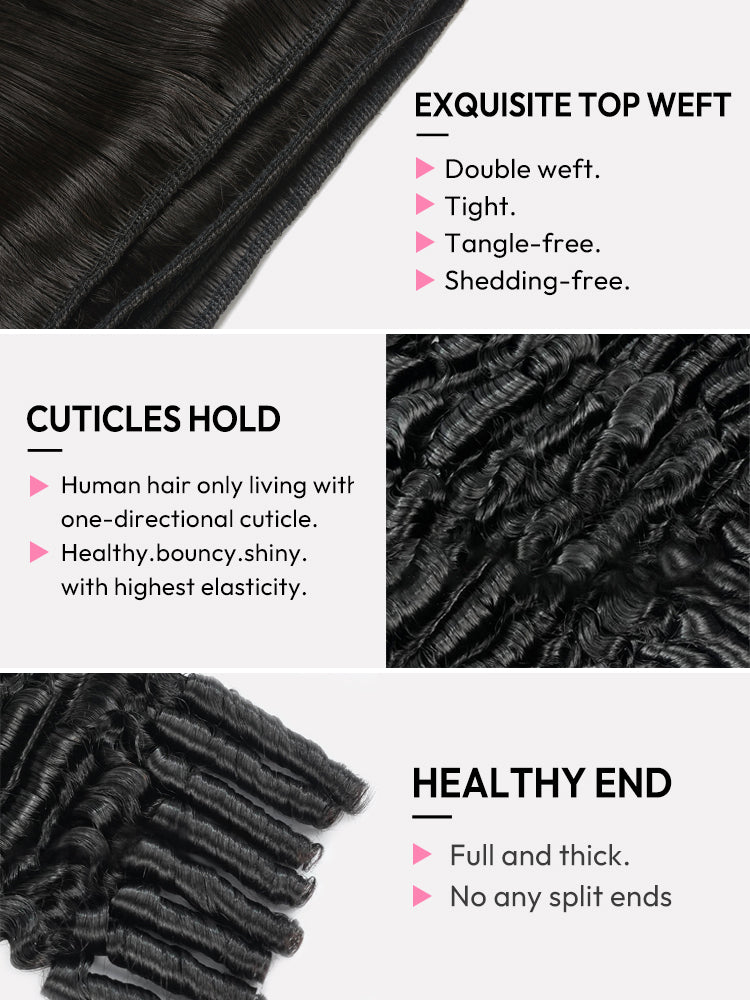 3PCS Burmese Curly 100% Human Hair Bundles Brazilian Virgin Hair Natural Black Soft & Bouncy Curly
