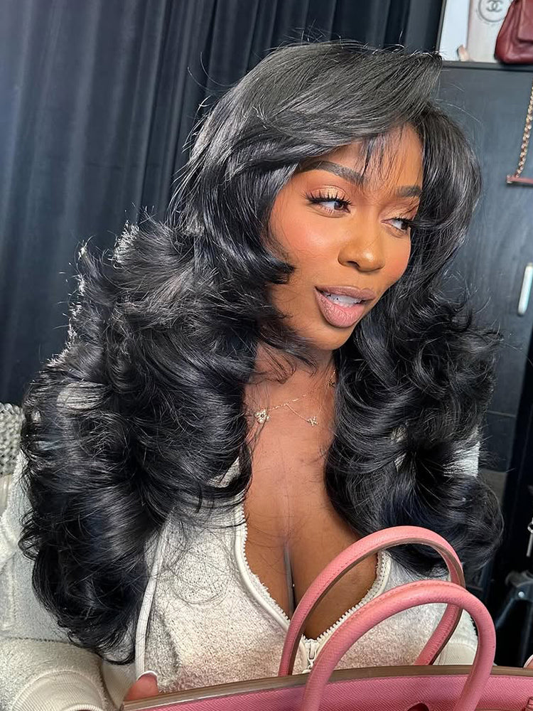 Pre-Styled Lace Front Wigs Side Part Loose Body Wave Transparent 13x6 HD Lace Front Wigs