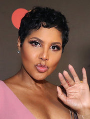 6" Curly Cropped Lace Front Boycuts Black Toni Braxton Wigs