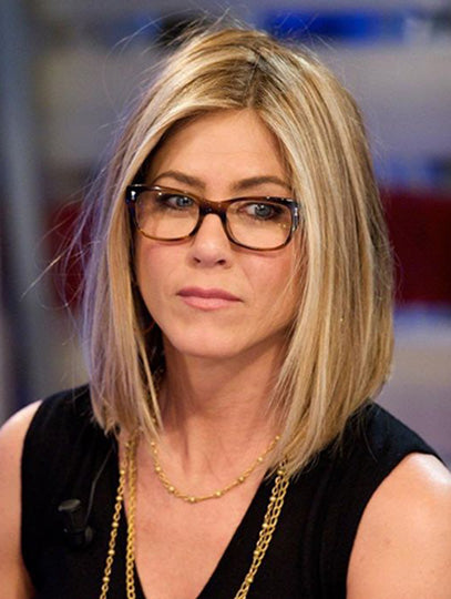 Blonde 14" Straight Bobs Shoulder Length Jennifer Aniston Wigs