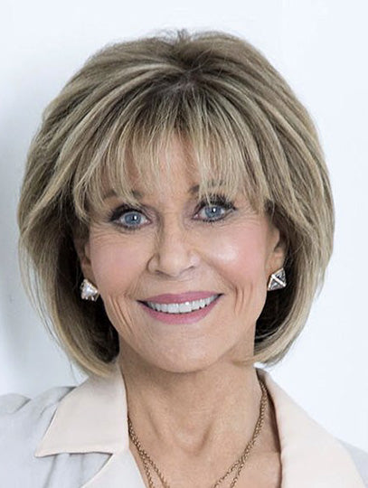 Blonde 12" Straight Bobs Chin Length Jane Fonda Wigs