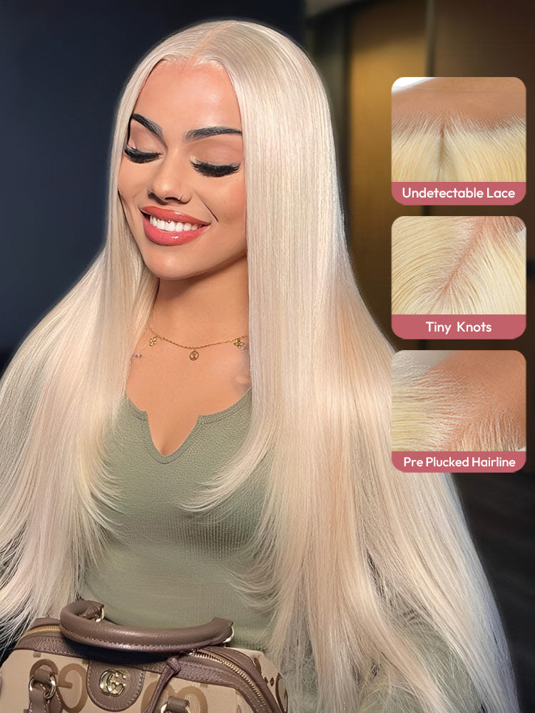 Blonde Layered Hair Wig Straight Natural 613 Blonde Lace Front Wig With Layers