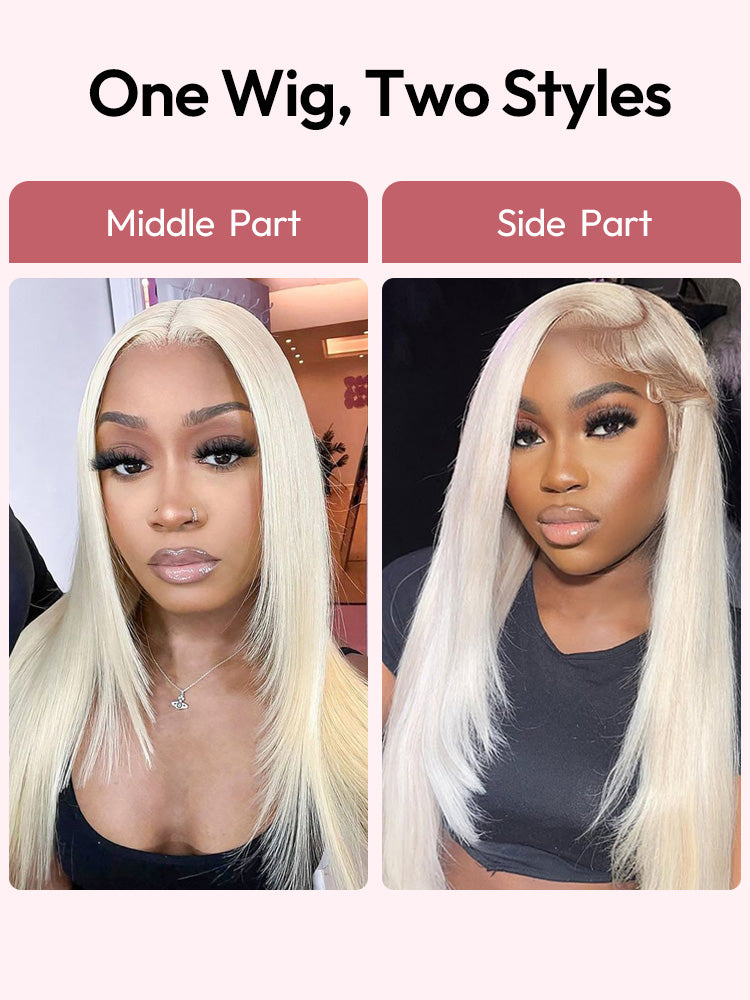 Blonde Layered Hair Wig Straight Natural 613 Blonde Lace Front Wig With Layers