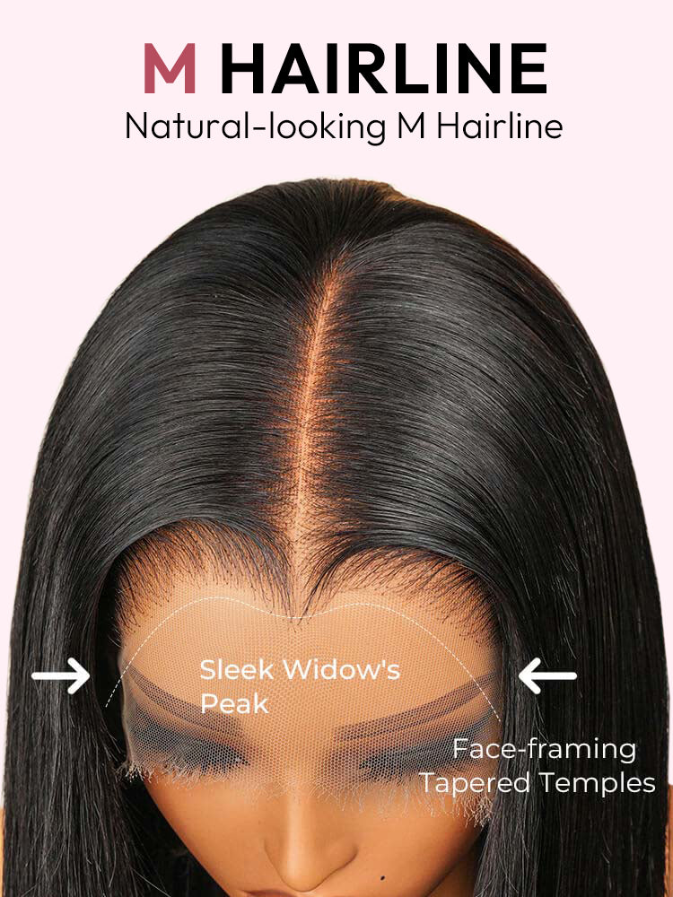 Natural Black M Hairline Bob Straight Wig 10-14Inch 13x6 Lace Frontal Wig