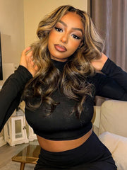 Glueless Black With Honey Blonde Highlights Body Wave Piano Colored 13*6 Lace Front Wigs