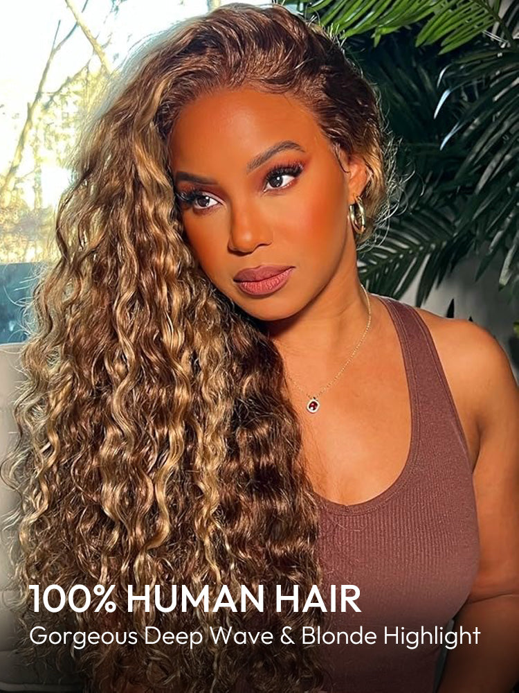 Deep Wave Highlight Lace Front Wigs 16-30 inches