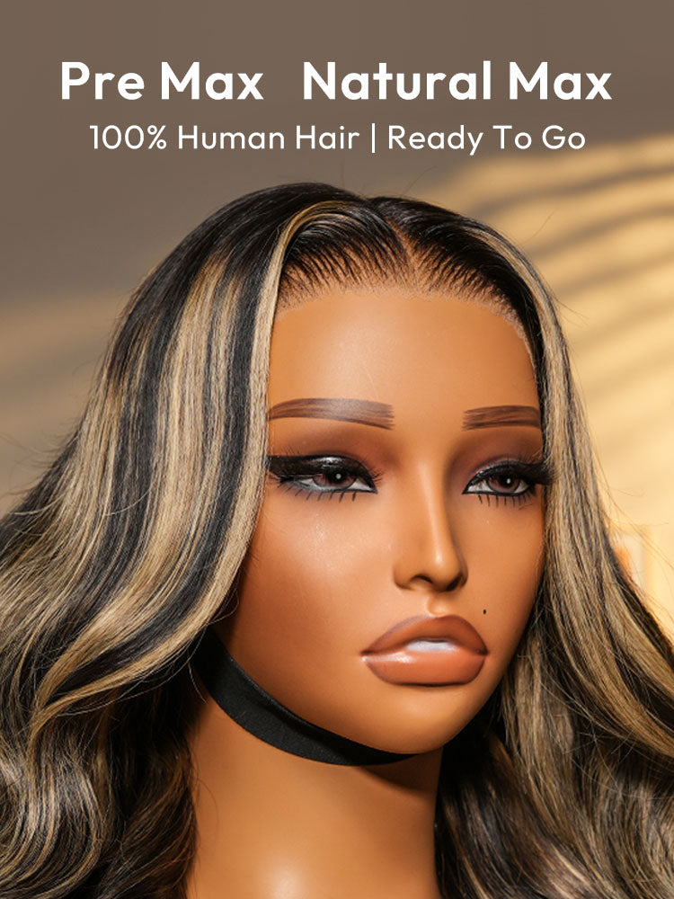 Glueless Black With Honey Blonde Highlights Body Wave Piano Colored 13*6 Lace Front Wigs