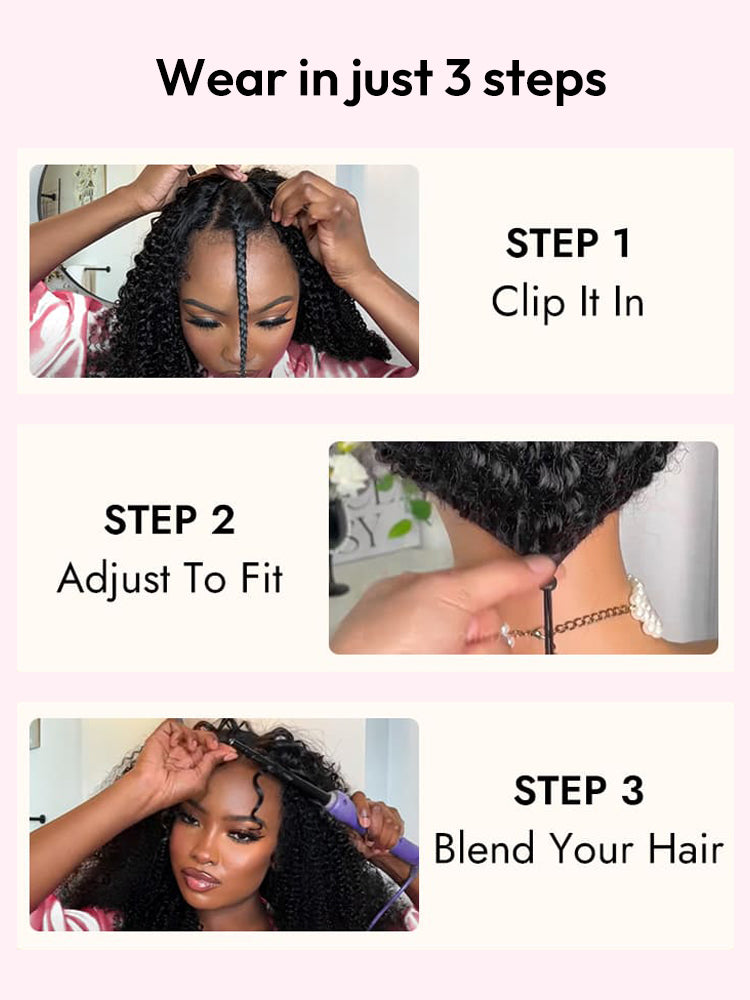 Burmese Curly V Part Wig With Full Spiral Voluminous Human Hair Beginner Friendly Wig