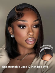 HD Lace Closure 12 Inch Bob Wig Straight Undetectable Lace Bob Wigs