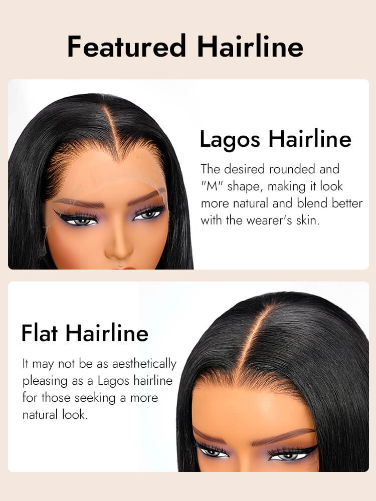 Natural Black Straight Wig With M Hairline 6x8 Ready To Go Wig 150% Density Hair
