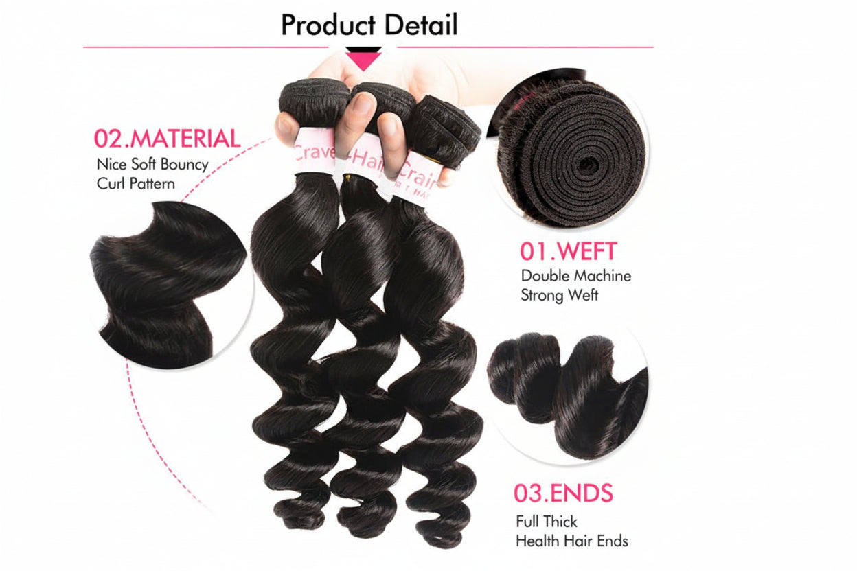 High Quality Loose Wave Weave 3 Bundles Human Hair Bundles Deal