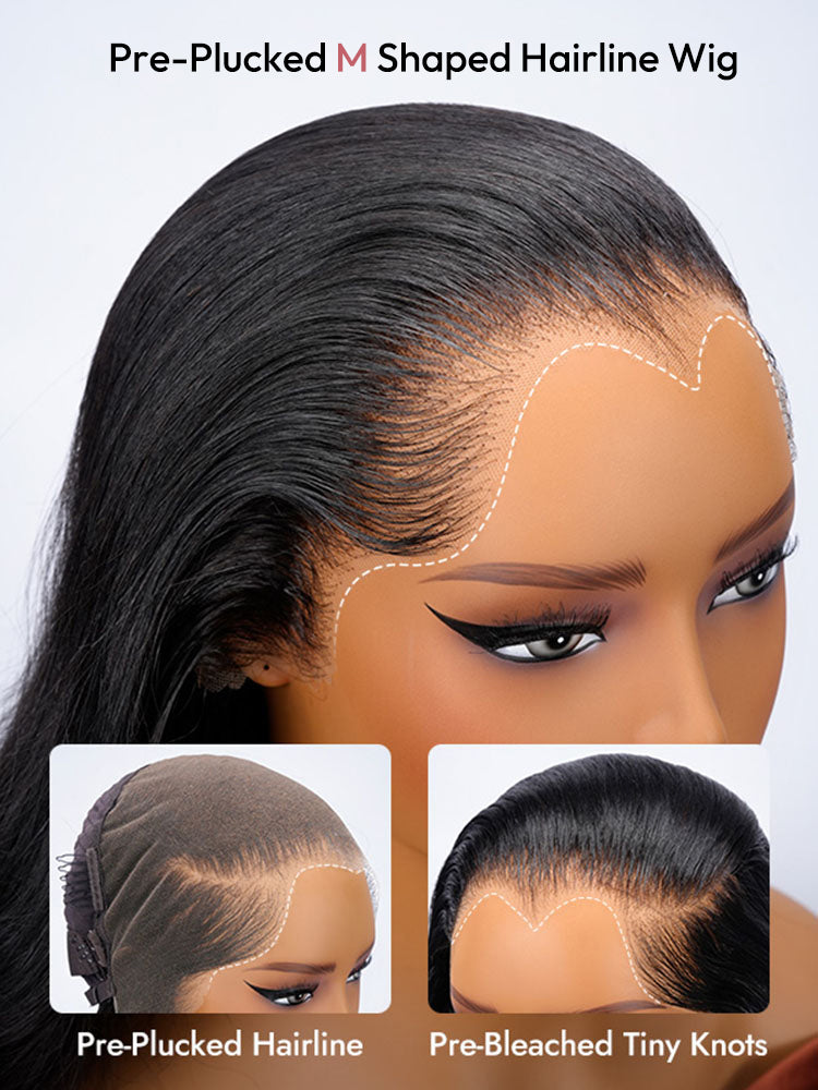 Natural Black Bob Straight Wig With M Hairline 6x8 Pre-cut Lace Wig With Elastic Drawstring 150% Density Hair