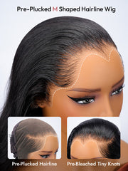 Natural Black Bob Straight Wig With M Hairline 6x8 Pre-cut Lace Wig With Elastic Drawstring 150% Density Hair