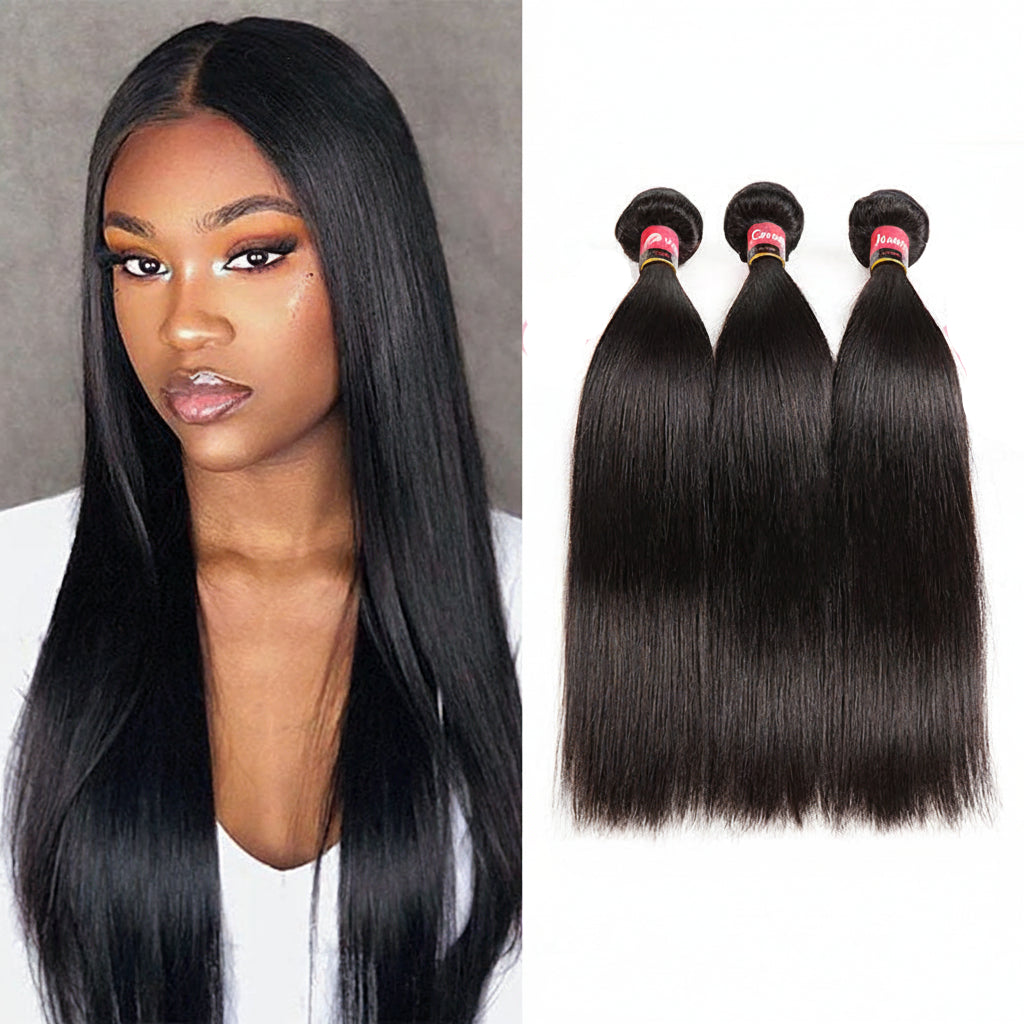 West Kiss Hair 3 Bundles Brazilian Straight Hair Weaving