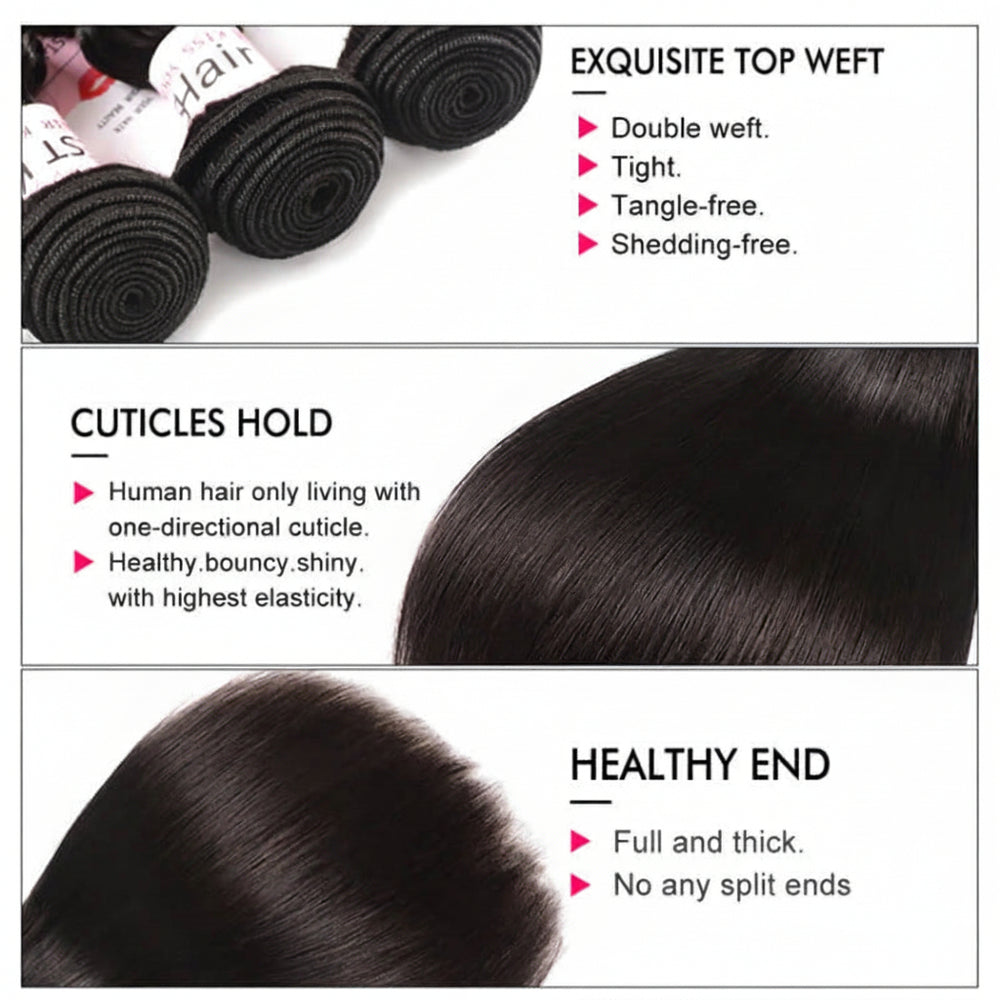 West Kiss Hair 3 Bundles Brazilian Straight Hair Weaving