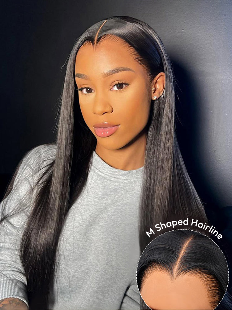 Natural Black Straight Wig With M Hairline 6x8 Ready To Go Wig 150% Density Hair