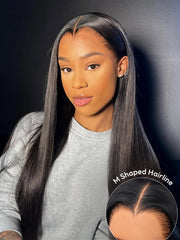 Natural Black Straight Wig With M Hairline 6x8 Ready To Go Wig 150% Density Hair