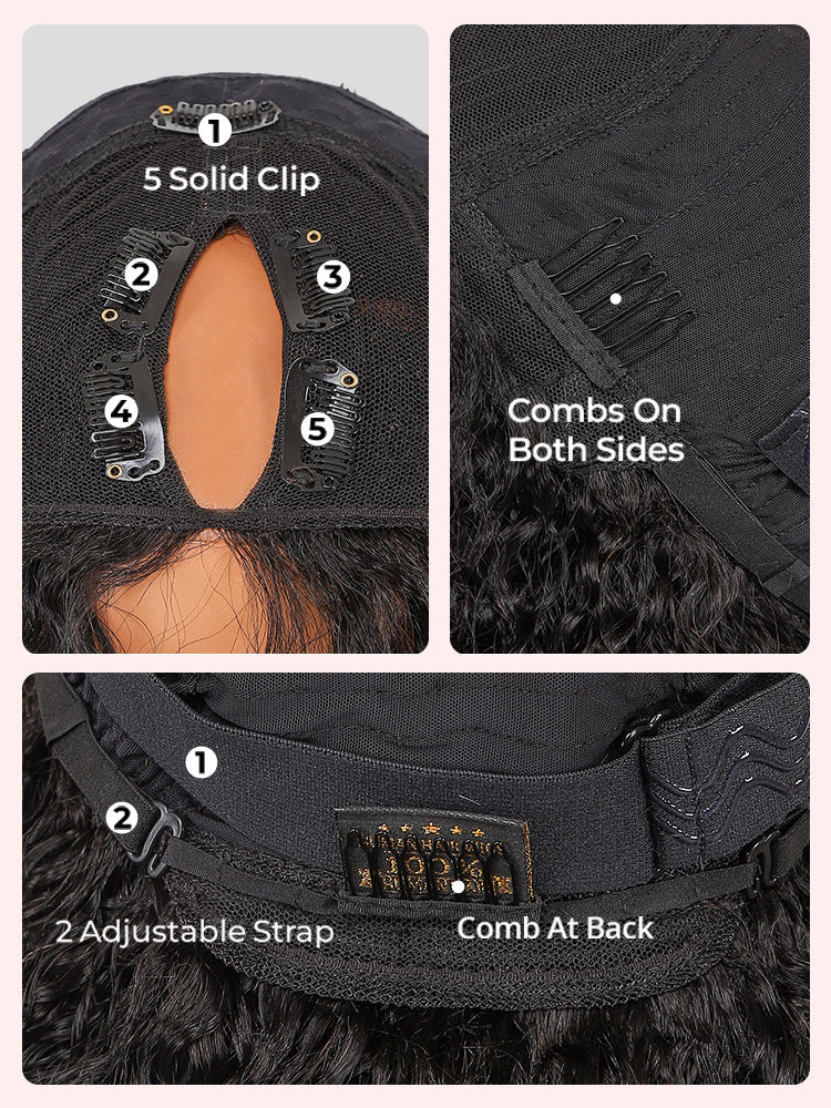 Burmese Curly V Part Wig With Full Spiral Voluminous Human Hair Beginner Friendly Wig