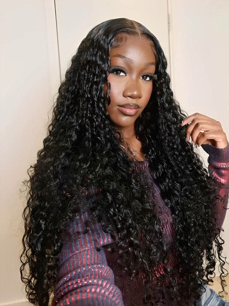 Deep Wave 13x6 Long HD Lace Front Wigs 40 Inch Real Hair Wigs Long Black Hair Wigs