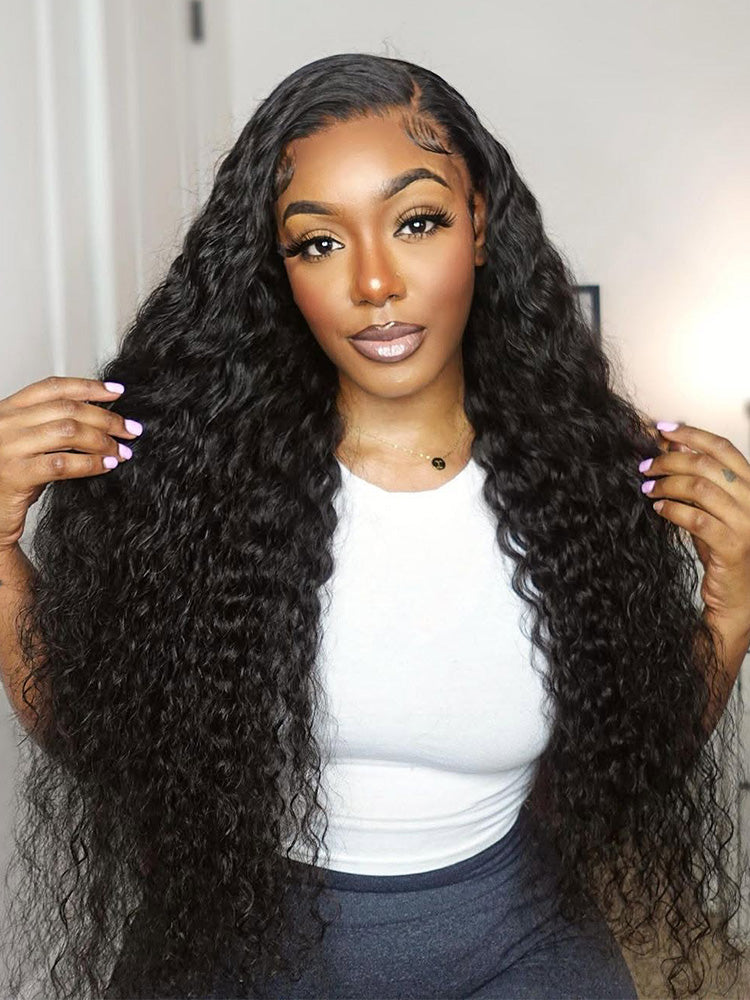Deep Wave 13x6 Long HD Lace Front Wigs 40 Inch Real Hair Wigs Long Black Hair Wigs